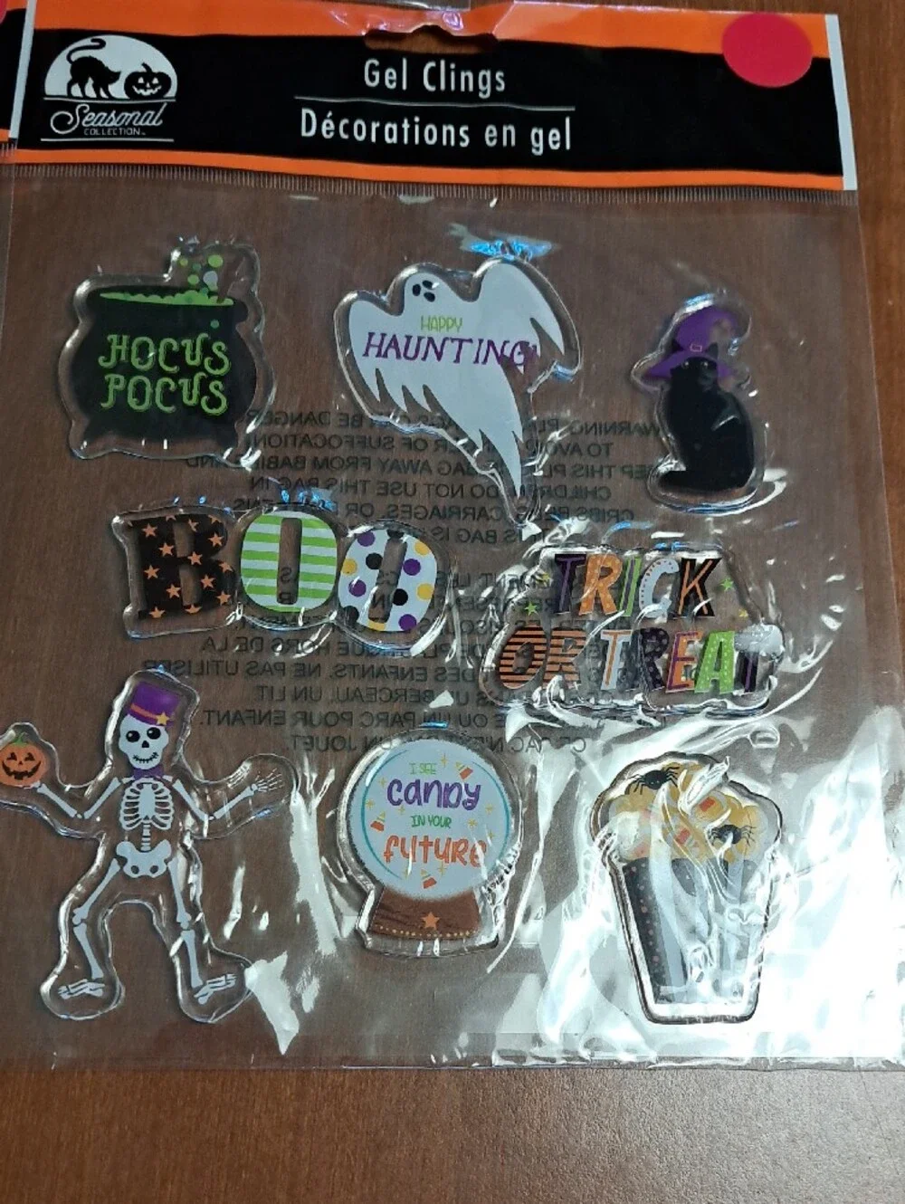 Seasonal Gel Clings Halloween Decorative Window Stickers - Orange & Black